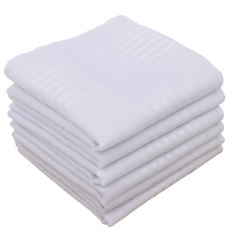 Men's pure cotton handkerchiefs (6 packs, 16 inches) white soft and absorbent breathable, wedding and funeral cotton handkerchiefs, business and social travel gifts - Image 1