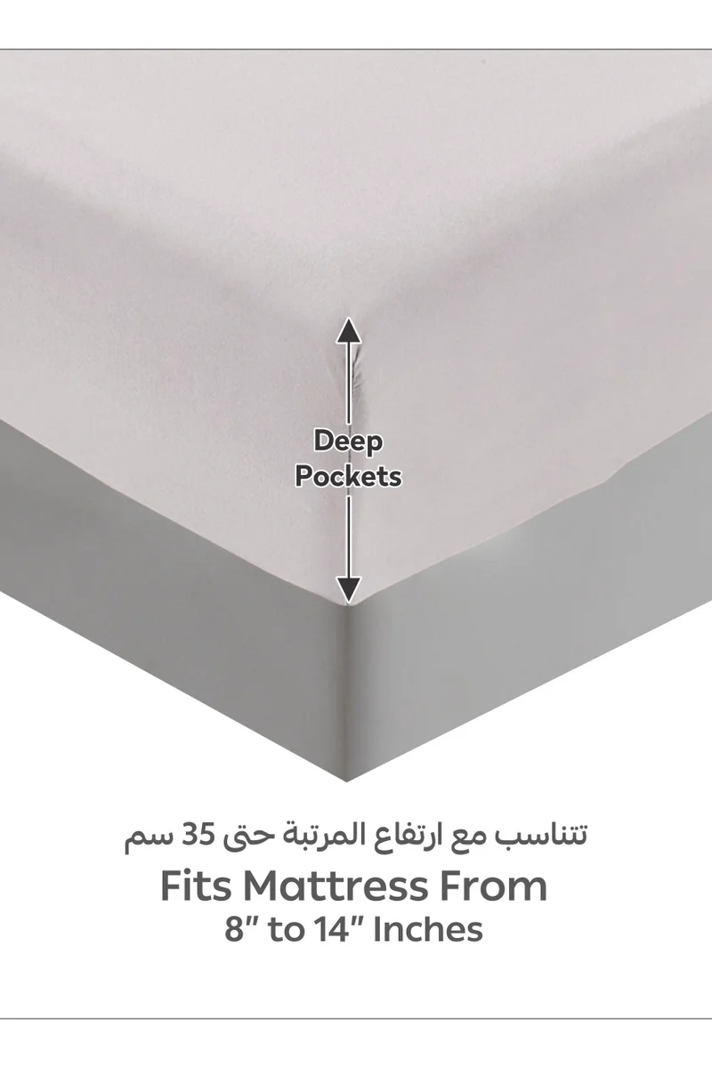 دوناتيلا Bedding Fitted Sheet - Fits 200x200 Cm For King Bed - 3 Pcs (1 Fitted Sheet and 2 Pillowcases) - 35 Cm Deep Pocket - Solid Bed Sheet