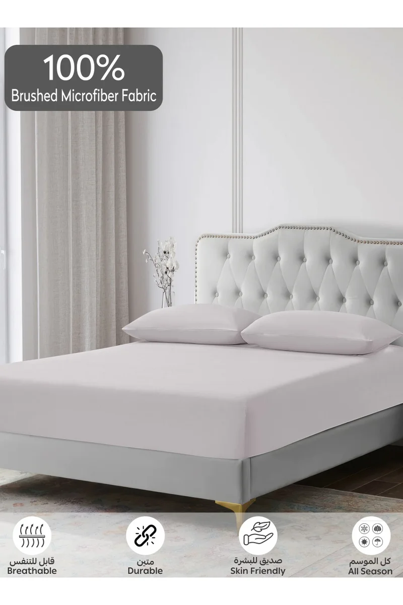دوناتيلا Bedding Fitted Sheet - Fits 200x200 Cm For King Bed - 3 Pcs (1 Fitted Sheet and 2 Pillowcases) - 35 Cm Deep Pocket - Solid Bed Sheet