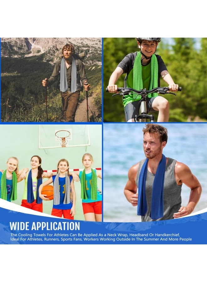 CHU DAI 2Pcs 100x30CM Cooling Towels for Hot Weather Soft Breathable Cold Towel Yoga Towels for Sweat, Sports, Workout, Fitness, Gym, Running, Travel Camping, 12 x 40 Inch (Dark Blue, Green) - Image 5