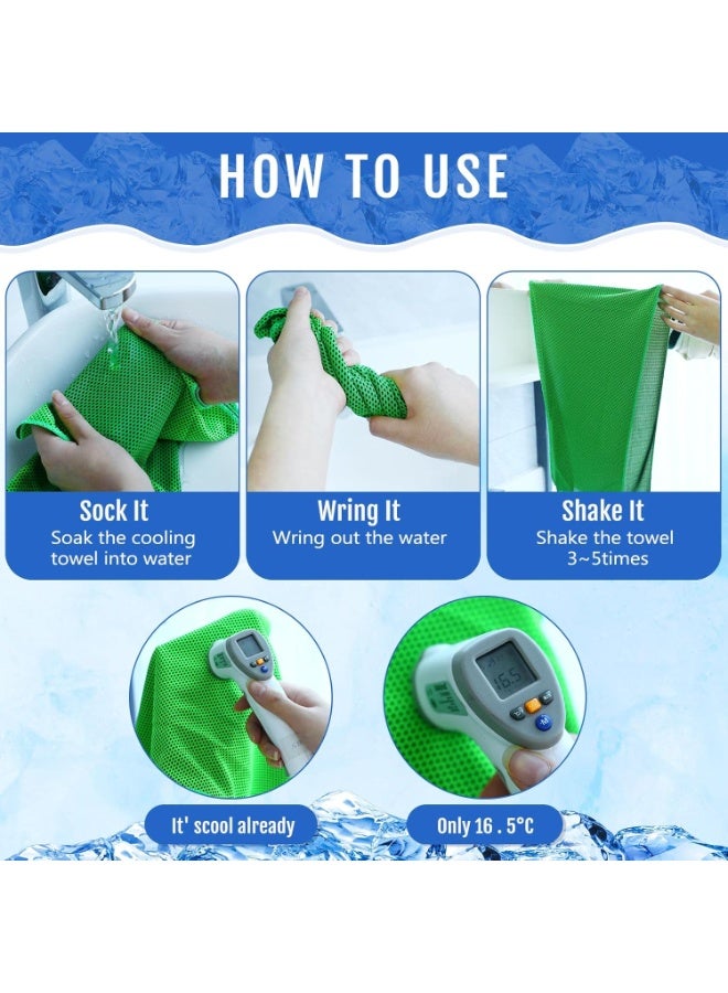 CHU DAI 2Pcs 100x30CM Cooling Towels for Hot Weather Soft Breathable Cold Towel Yoga Towels for Sweat, Sports, Workout, Fitness, Gym, Running, Travel Camping, 12 x 40 Inch (Dark Blue, Green) - Image 3