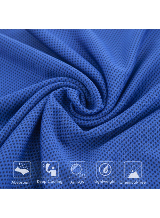 CHU DAI 2Pcs 100x30CM Cooling Towels for Hot Weather Soft Breathable Cold Towel Yoga Towels for Sweat, Sports, Workout, Fitness, Gym, Running, Travel Camping, 12 x 40 Inch (Dark Blue, Green) - Image 2