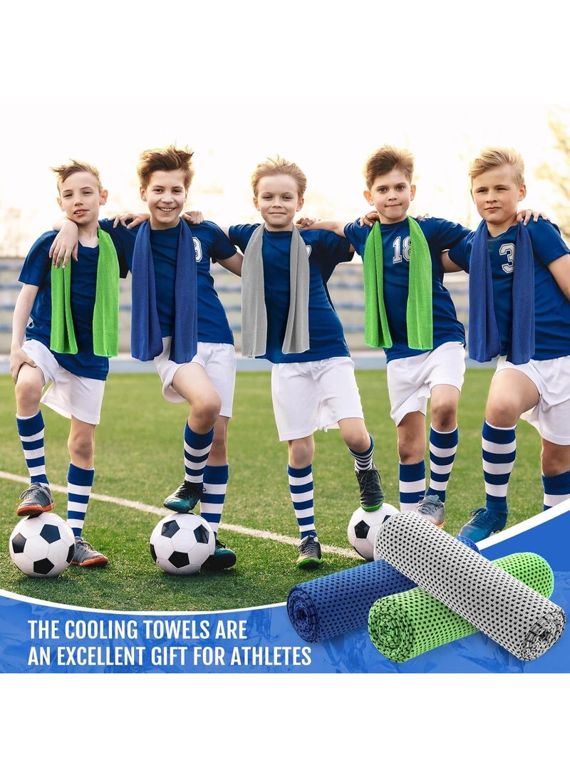 CHU DAI 2Pcs 100x30CM Cooling Towels for Hot Weather Soft Breathable Cold Towel Yoga Towels for Sweat, Sports, Workout, Fitness, Gym, Running, Travel Camping, 12 x 40 Inch (Dark Blue, Green) - Image 4