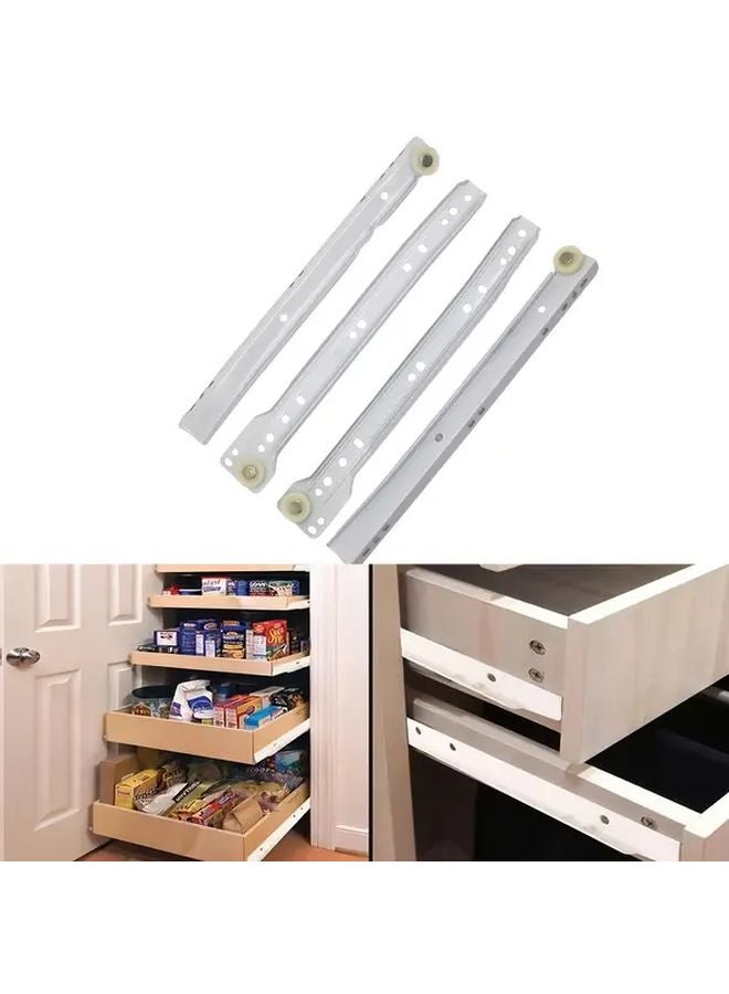 4Pcs Set 14 Inch Silent Double Section Drawer Track Sliders Furniture Cabinet - Image 4
