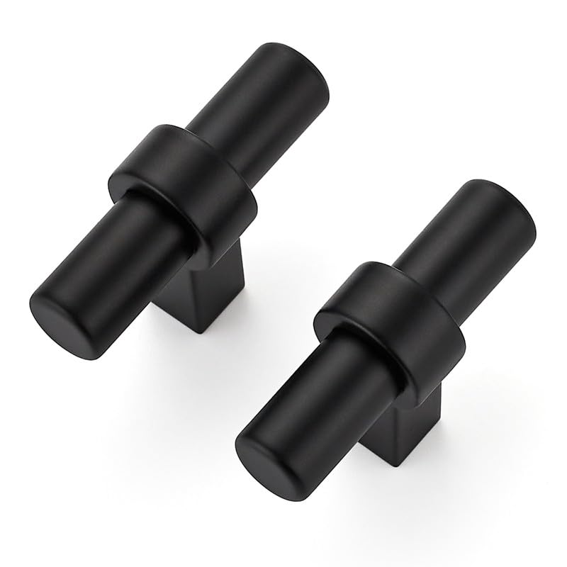 Ravinte Decor 20 Pack Matte Black Cabinet Knobs Kitchen Cabinet Knobs Black Cabinet Pulls for Kitchen Cabinet Drawer Stainless Steel Dresser Knobs for Cabinet Hardware 2in Length Single Hole T Bar Knbs - Image 1