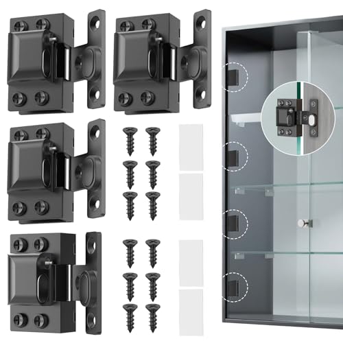 Eegoowa Glass Door Hinges for Cabinets Cabinet Glass Door Hinges304 Stainless Steel for 58mm Cabinet Door Black4PCS - Image 1