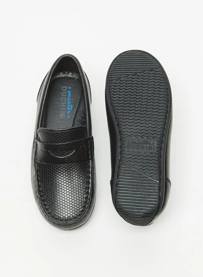 Mister Duchini Boys Textured Slip-On Mocassins with Cushioning