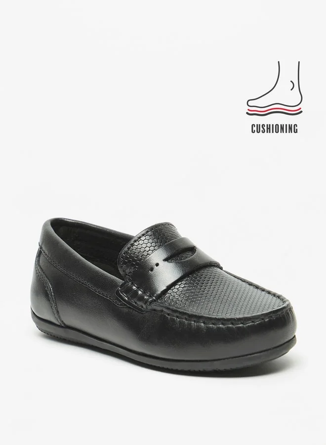 Mister Duchini Boys Textured Slip-On Mocassins with Cushioning