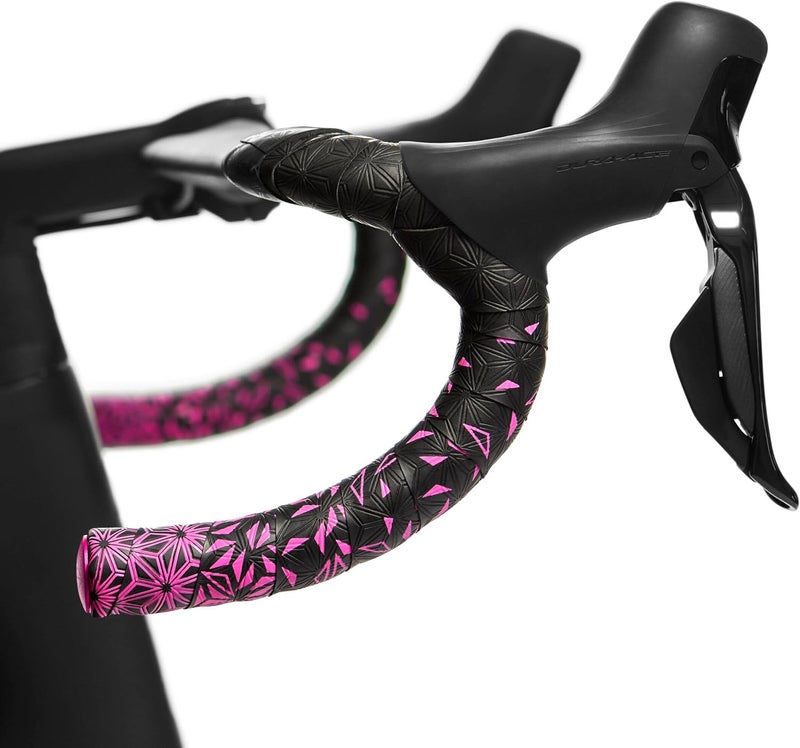 Supacaz Super Sticky Kush Star Fade Bar Tape – Superior Grip – Shock Absorbing – Star Embossed – Neon Pink - Image 2