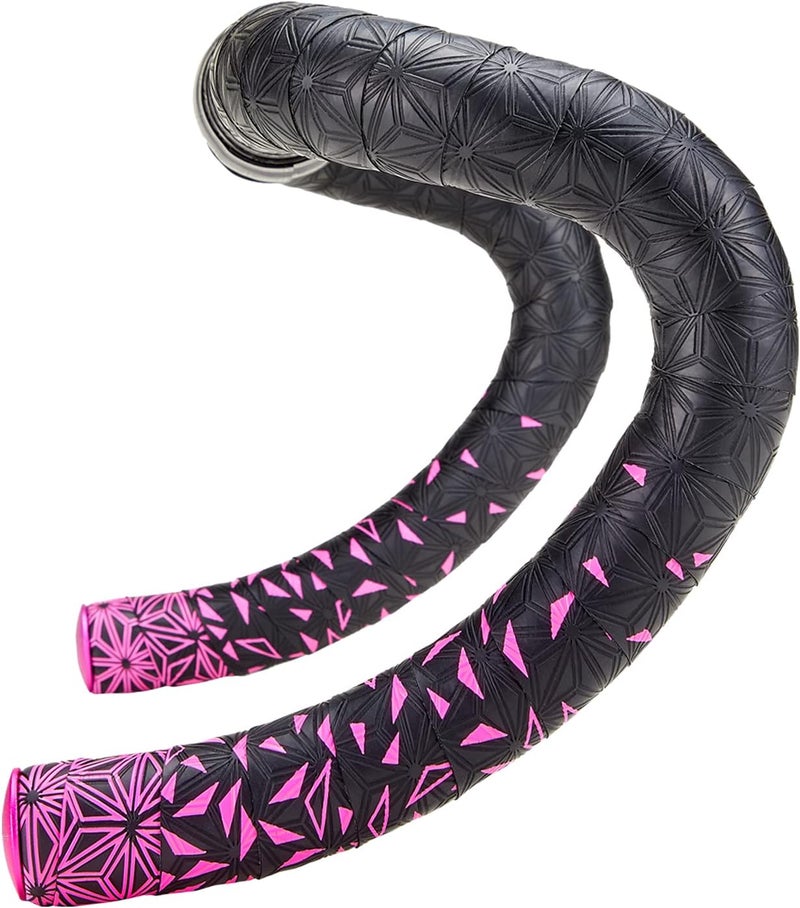 Supacaz Super Sticky Kush Star Fade Bar Tape – Superior Grip – Shock Absorbing – Star Embossed – Neon Pink - Image 1