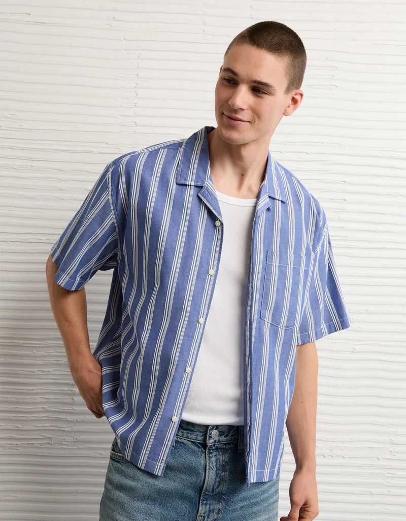 American Eagle AE Relaxed Camp Collar Button-Up Shirt
