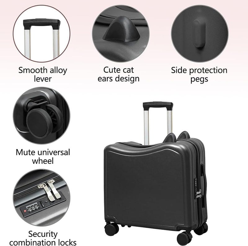 JCB CHIC حقيبة سفر للأطفال لركوب الدراجات، حقيبة سفر للأطفال مقاس 20 بوصة بعجلات دوارة، حقيبة سفر متينة بعجلات أنيقة مع قفل مدمج، مناسبة للسفر (Bd-Cj-004-أسود) - Image 2