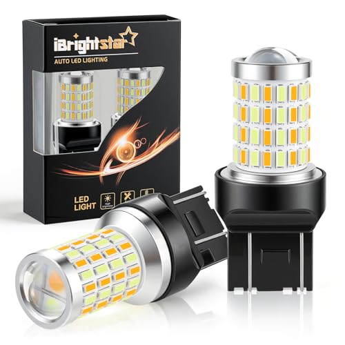 iBrightstar Super Bright 7443 7444NA Switchback LED Bulbs with Projector Replacement for Daytime Running LightsDRL and Turn Signal Lights Ice BlueAmber - Image 1