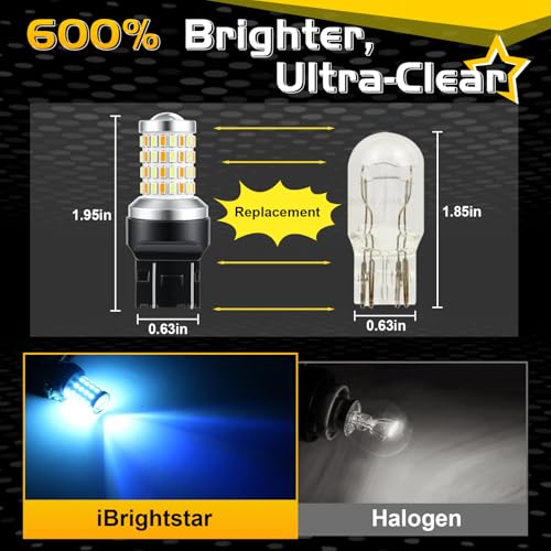 iBrightstar Super Bright 7443 7444NA Switchback LED Bulbs with Projector Replacement for Daytime Running LightsDRL and Turn Signal Lights Ice BlueAmber - Image 3