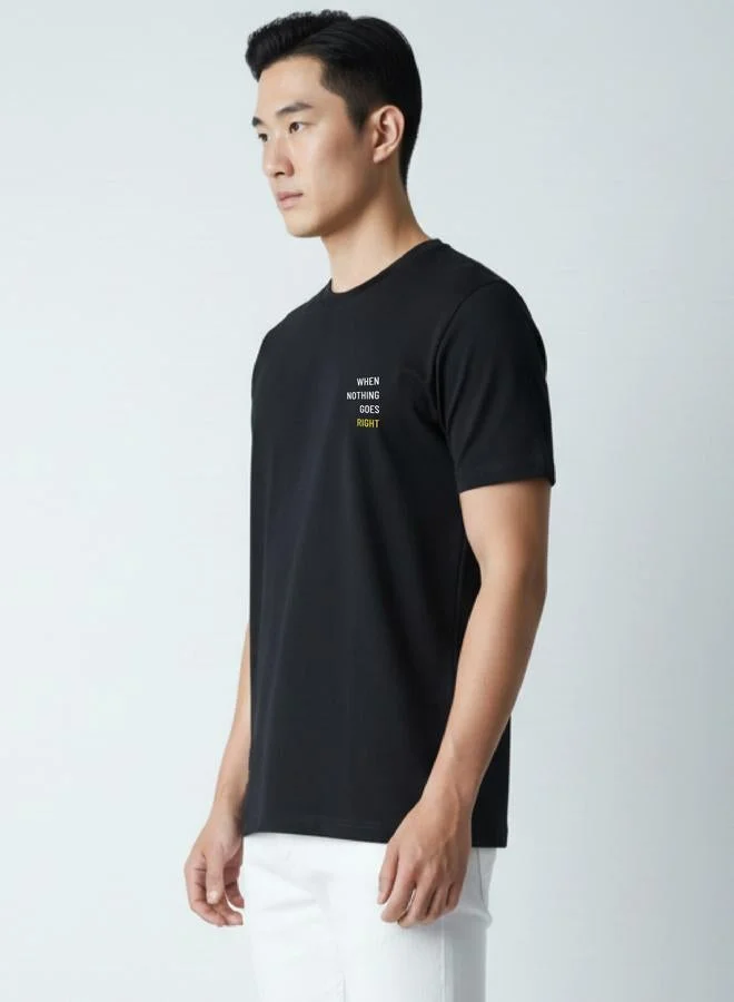 Clans&Hans Men Black Crew Neck Graphic Print T-Shirt