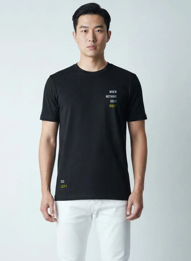 Clans&Hans Men Black Crew Neck Graphic Print T-Shirt