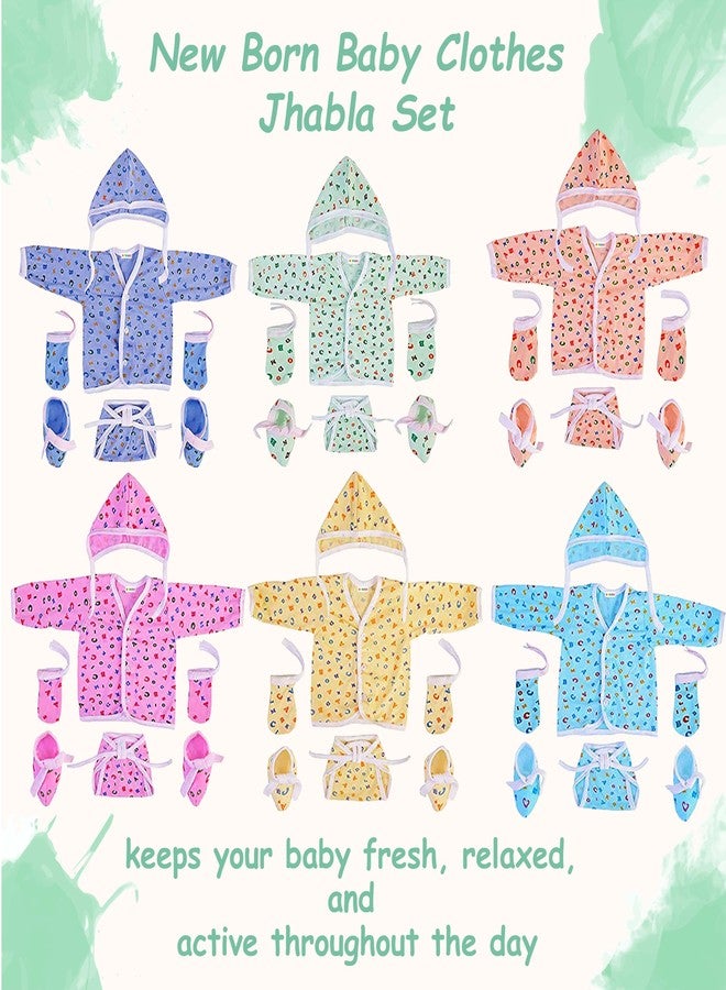 Babloo Flat Bed Cotton Solid New Born Baby Jhabla Set | Baby Clothing Set | Clothes | Nappy & Caps | Mittens & Booties | Gift Pack | Combo | Baby Shower | Products All (Multicolor, 0-6 Months) - Image 2