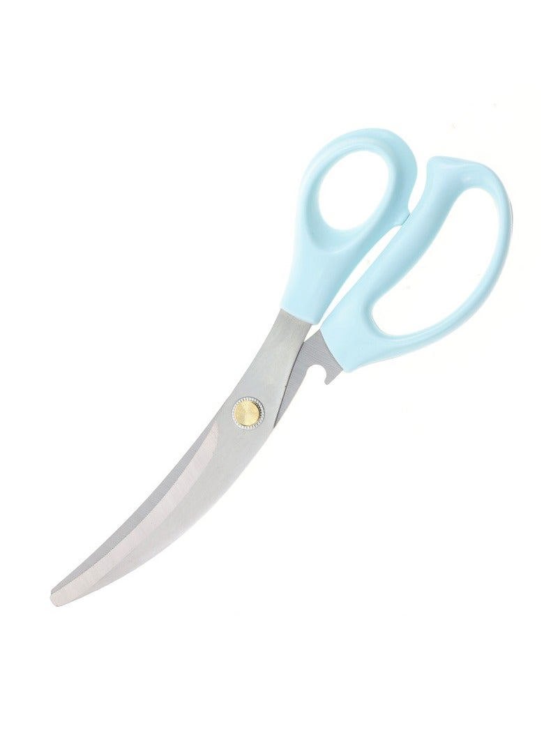 AROAQ Kitchen Scissors, Heavy Duty All Purpose Kitchen Shears, Stainless Steel Curved Blade Barbecue Scissors, Steak Scissors  For Chicken Food Meat And Cooking, ( Blue )  - Image 1