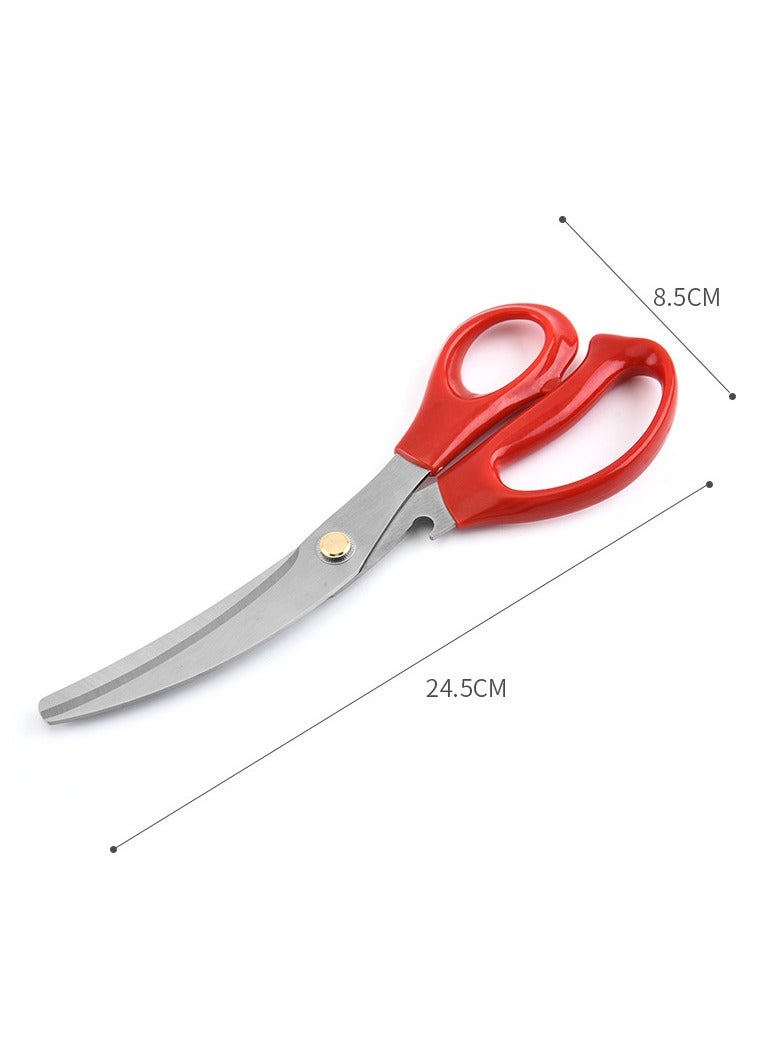 AROAQ Kitchen Scissors, Heavy Duty All Purpose Kitchen Shears, Stainless Steel Curved Blade Barbecue Scissors, Steak Scissors  For Chicken Food Meat And Cooking, ( Blue )  - Image 2
