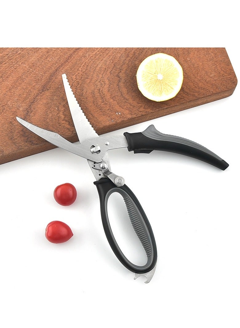 AROAQ Kitchen Scissors, Heavy Duty All Purpose Kitchen Shears, Stainless Steel Curved Blade Barbecue Scissors, Steak Scissors  For Chicken Food Meat And Cooking, ( Blue )  - Image 4