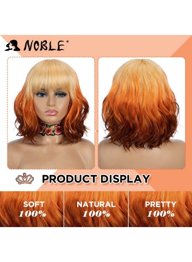 Noble Short Bob Wigs With Bangs For Women 3 Tone Ombre Color  display picture 3