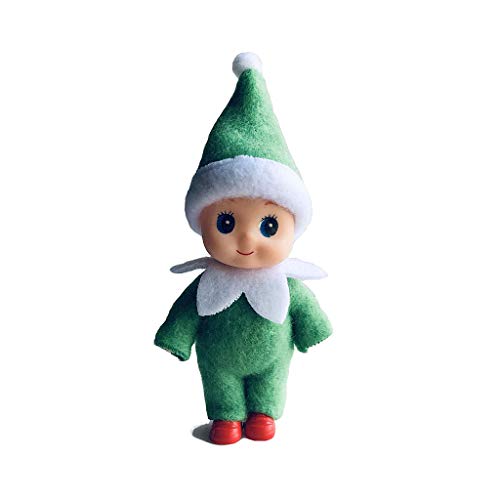 WULEEUPER Tiny Baby Elf Doll Christmas Miniature Elf Decoration Newborn Gift Baby Grow Dolls with Feet and Shoes Green - Image 1