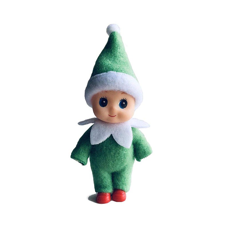 WULEEUPER Tiny Baby Elf Doll Christmas Miniature Elf Decoration Newborn Gift Baby Grow Dolls with Feet and Shoes Green - Image 2