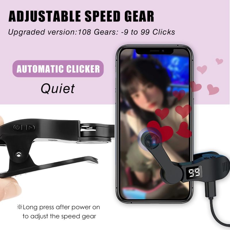 Smart Phone Screen Auto Clicker - Silent Technology Adjustable 108 Speed Settings Physical Finger Simulation Device for Gaming Live Broadcast Task Completion - Image 3