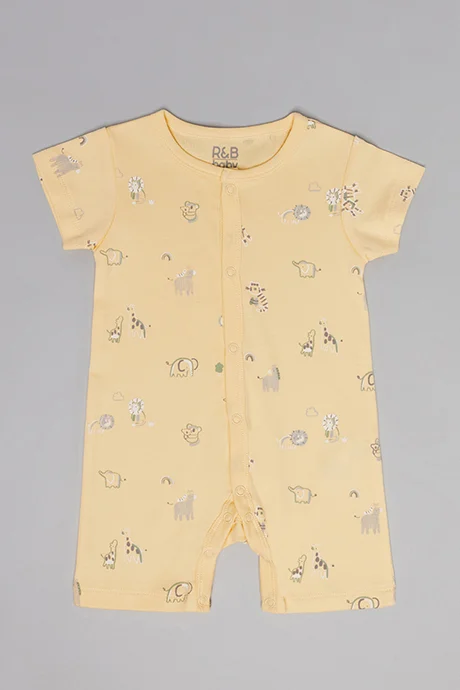 R&B 3 Pack Printed Rompers with Short Sleeves