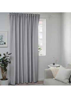 Block-out Curtain Polyester Fabric Blocks Light and Completely Darkens Light Grey 210x300 cm