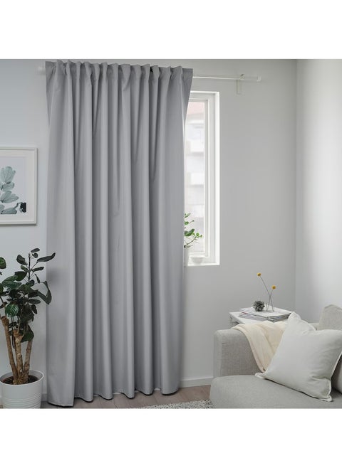 Block-out Curtain Polyester Fabric Blocks Light and Completely Darkens Light Grey 210x300 cm