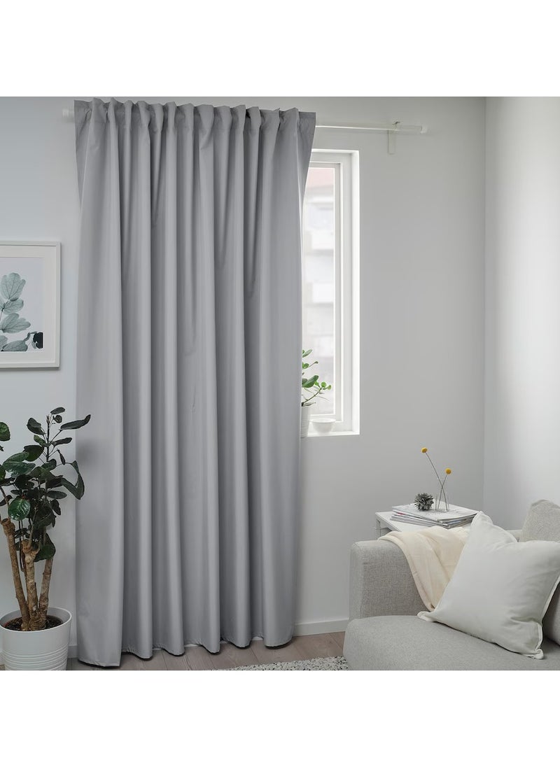 Generic - Block-out Curtain Polyester Fabric Blocks Light and Completely Darkens Light Grey 210x300 cm - Image 1