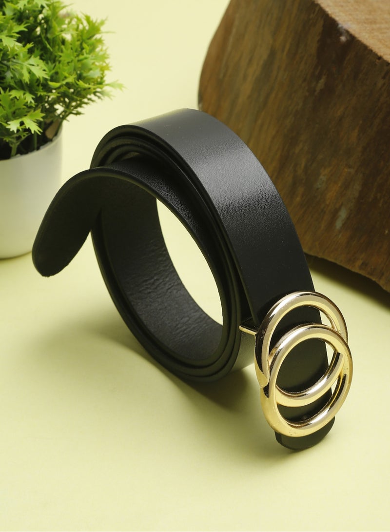 TEAKWOOD Genuine Leather Women Black Belt One Size (31-40 inch) - Image 1