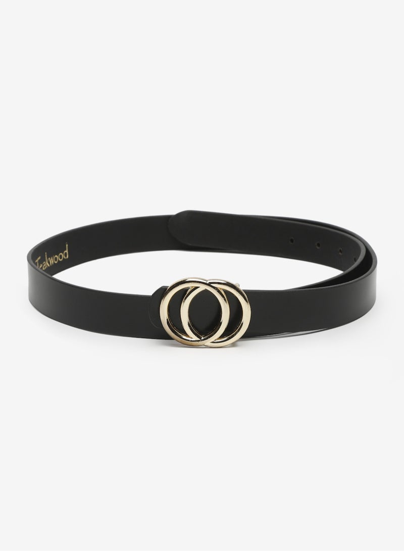 TEAKWOOD Genuine Leather Women Black Belt One Size (31-40 inch) - Image 2