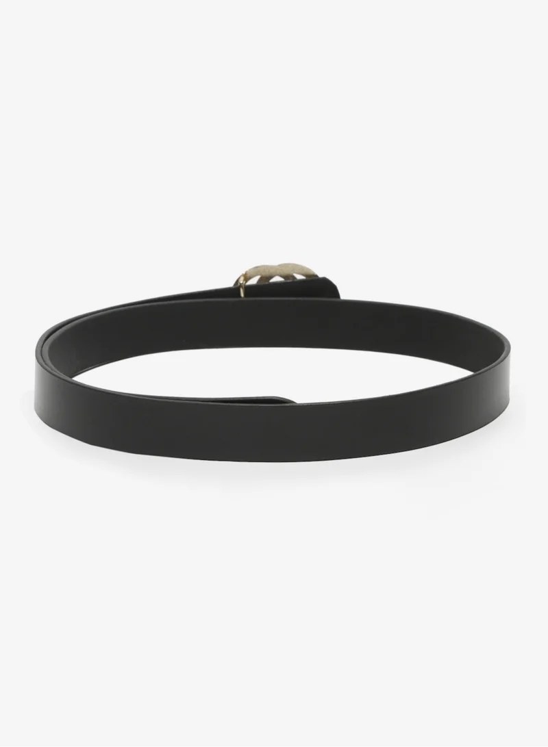 TEAKWOOD black Teakwood Genuine Leather Belt for Women | Black Fashion Waist Belt | Gold Double Ring Buckle | Adjustable Size 31–40 | Durable Premium Finish | Ideal for Jeans, Dresses & Trousers for Women | Best Price UAE