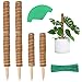 EAONE 6 PCS 15.7' Moss Poles, Stackable Coir Totem Pole Plant Support Extension with 12 Pcs Plant Labels and 100 Pcs - Image 2