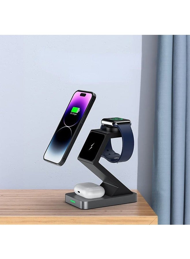 general 3-in-1 wireless charger earphone watch mobile phone magnetic wireless charging stand - Image 2