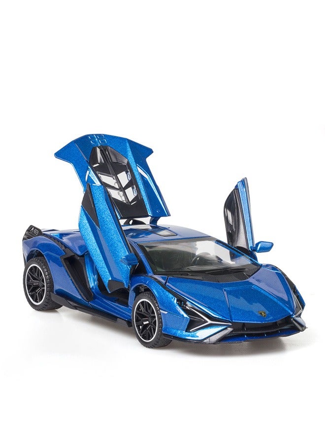 Toy Cars Lambo Sian FKP3 Metal Model Car with Light and Sound Pull Back Toy Car for Boys Age 3 + Year Old (Blue) - Image 1