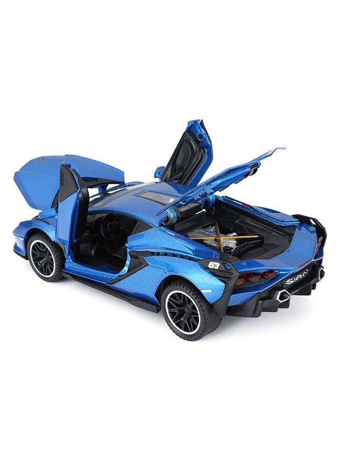 Toy Cars Lambo Sian FKP3 Metal Model Car with Light and Sound Pull Back Toy Car for Boys Age 3 + Year Old (Blue) - Image 2