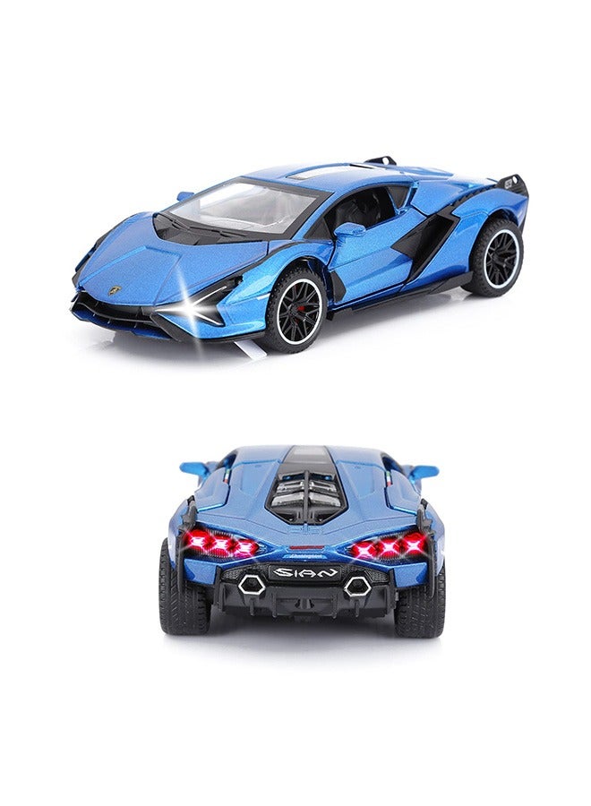 Toy Cars Lambo Sian FKP3 Metal Model Car with Light and Sound Pull Back Toy Car for Boys Age 3 + Year Old (Blue) - Image 3