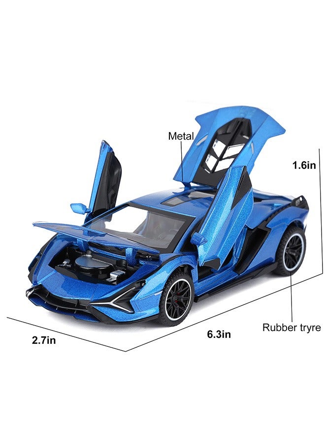 Toy Cars Lambo Sian FKP3 Metal Model Car with Light and Sound Pull Back Toy Car for Boys Age 3 + Year Old (Blue) - Image 4