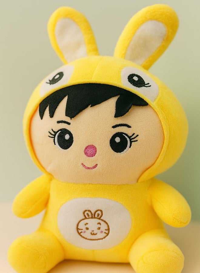 Fun4you Super Soft Doll for Kids | Plush Stuffed Toy Game for Boy and Girl with Bunny Cap Yellow Colour | Washable and Safe | Birthday Gift for Children | 25 CM (Pack of 1) - Image 2