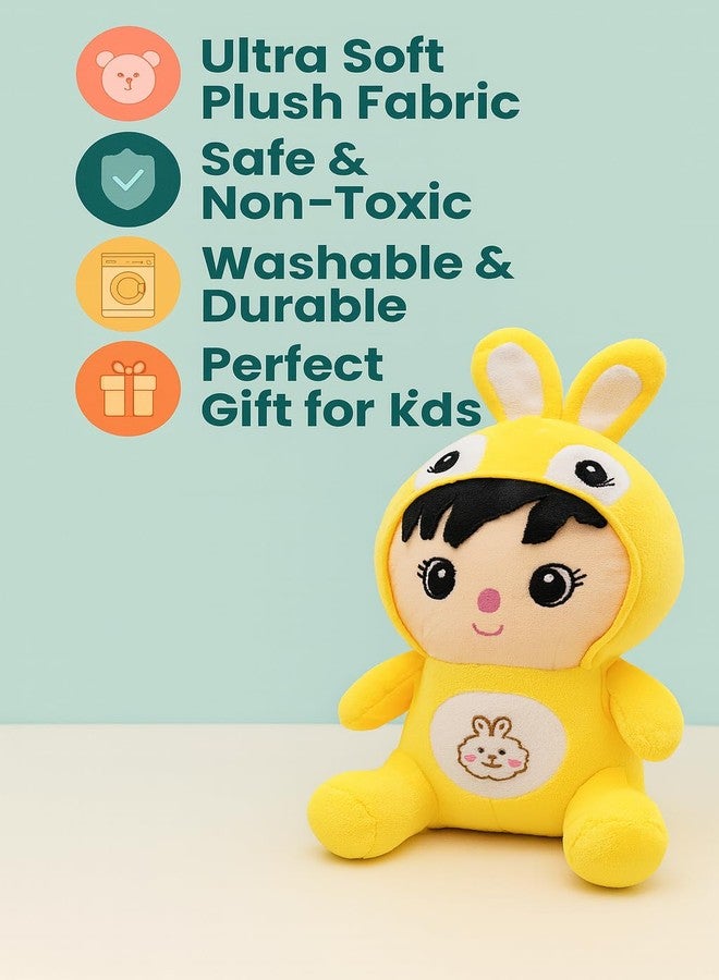 Fun4you Super Soft Doll for Kids | Plush Stuffed Toy Game for Boy and Girl with Bunny Cap Yellow Colour | Washable and Safe | Birthday Gift for Children | 25 CM (Pack of 1) - Image 3