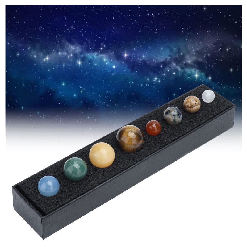 DEWIN 8 Planets Solar System Desk Decor Home Desktop Sphere Galactic Planets Decoration for Healing Meditation Healing Crystal Gemstones Ball Set Celestial Creative Gift Crystals Home Office Desk