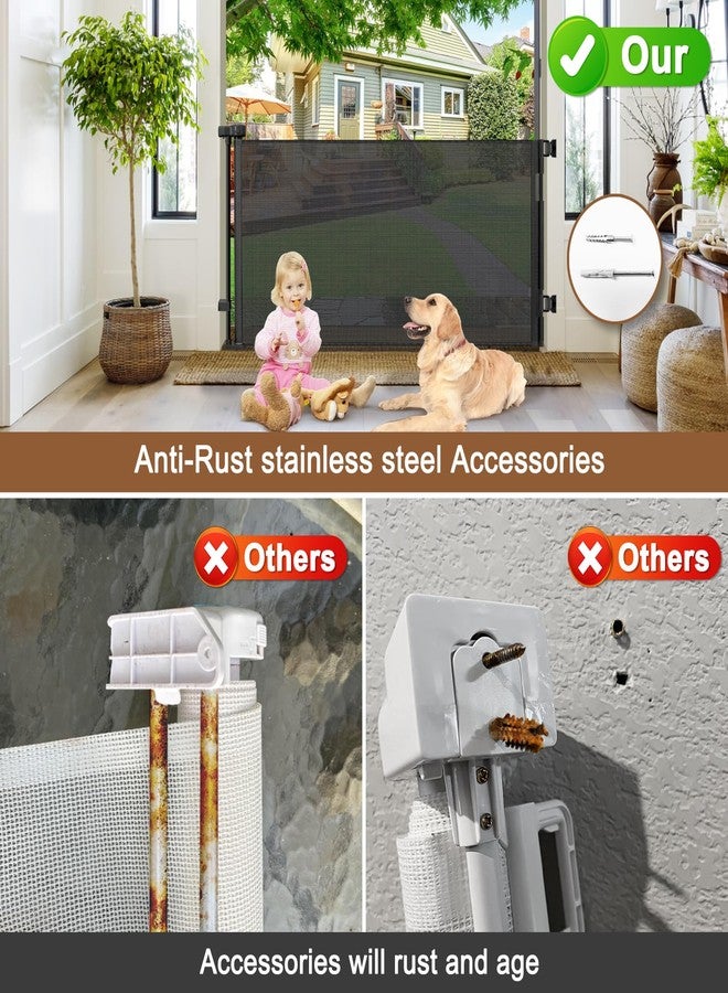 BETERTEK بوابة قابلة للسحب في الهواء الطلق مقاومة للعوامل الجوية للكلاب مع براغي وعصي من الفولاذ المقاوم للصدأ بعرض 55 بوصة بوابة قابلة للسحب للأطفال بوابة قابلة للسحب للكلاب بوابة حيوانات أليفة مقاومة للماء في الهواء الطلق للسطح سياج خارجي قابل للسحب - Image 3