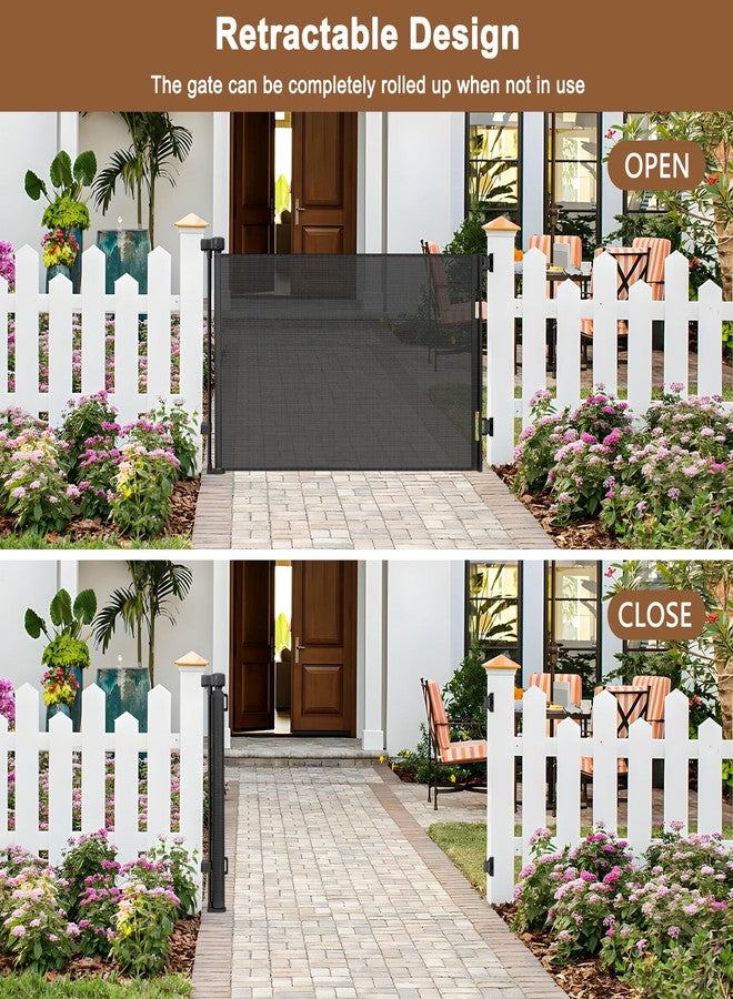BETERTEK بوابة قابلة للسحب في الهواء الطلق مقاومة للعوامل الجوية للكلاب مع براغي وعصي من الفولاذ المقاوم للصدأ بعرض 55 بوصة بوابة قابلة للسحب للأطفال بوابة قابلة للسحب للكلاب بوابة حيوانات أليفة مقاومة للماء في الهواء الطلق للسطح سياج خارجي قابل للسحب - Image 4