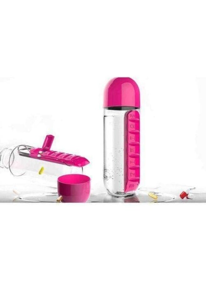 Kevibuy 7-Day Water Bottle with Pill Organizer Case 20 oz | Weekly Pill Holder Reminder Box for Vitamin/Fish Oil/Supplement | Medication Holder with Daily Marker for Sport and Travel 2 in 1 (Pink) - Image 4