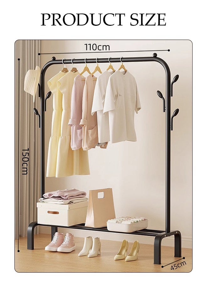 DUNISO Metal Clothing Rack, Multi-functional Bedroom Clothing Rack with Bottom Shelf for Hanging Clothes, Coats, Skirts, Shirts, Sweaters, Black - Image 2
