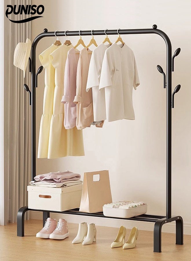 DUNISO Metal Clothing Rack, Multi-functional Bedroom Clothing Rack with Bottom Shelf for Hanging Clothes, Coats, Skirts, Shirts, Sweaters, Black - Image 1