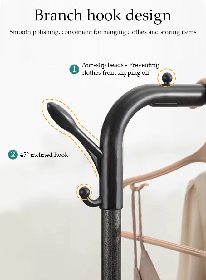 DUNISO Metal Clothing Rack, Multi-functional Bedroom Clothing Rack with Bottom Shelf for Hanging Clothes, Coats, Skirts, Shirts, Sweaters, Black - Image 3
